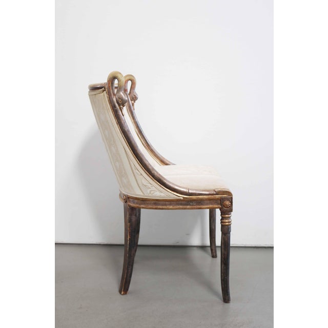 Empire style Hollywood Regency chair France 1980s Sculptural swan design at the top Height 85cm Width 49cm Depth 54cm Seat...
