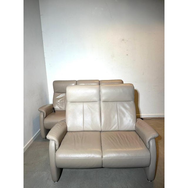 Two-Seater and Three-Seater Leather Sofas from Musterring, Set of 2 For Sale - Image 3 of 8