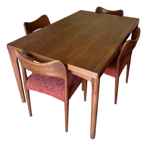 Table and Chairs by Henning Kjaernulf for Vejle Stole Og Møbelfabrik, 1960s, Set of 5