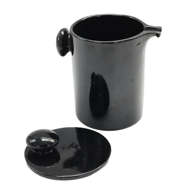 1960s Black Glazed Ceramic Milk Jug by Enzo Bioli for Il Picchio, 1960s For Sale - Image 5 of 7