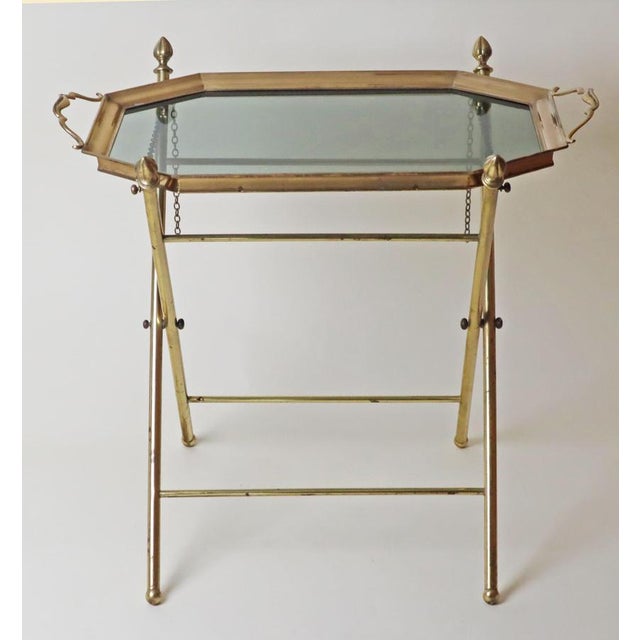 French Hollywood Regency Brass Tray Table, 1970s For Sale - Image 9 of 11