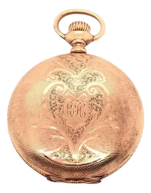 Antique 14 Karat Yellow Gold Engraved Case Elgin Pocket Watch, Circa 1895