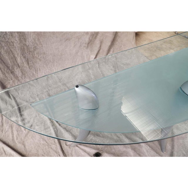 Silver Italian Glass Console at Two Heights For Sale - Image 8 of 11
