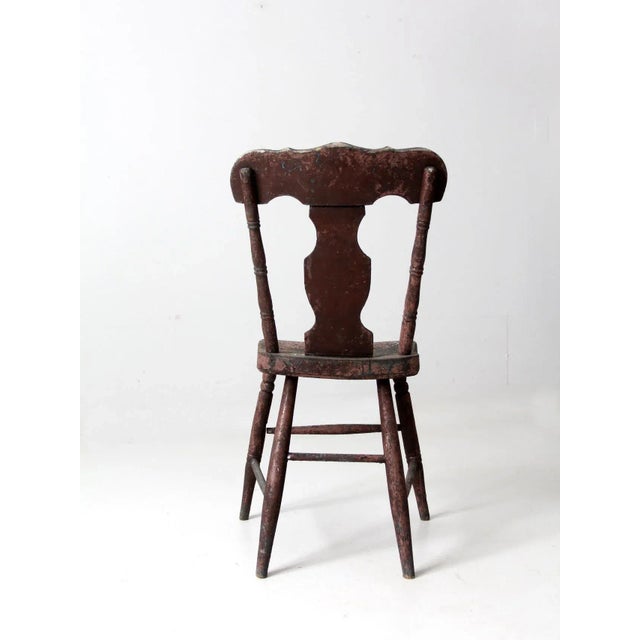Wood Antique Rustic Fiddleback Chair For Sale - Image 7 of 11