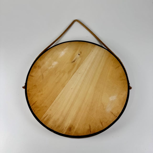 Mid-Century Modern Mid-Century Round Teak and Rope Wall Mirror, Italy, 1960s For Sale - Image 3 of 7