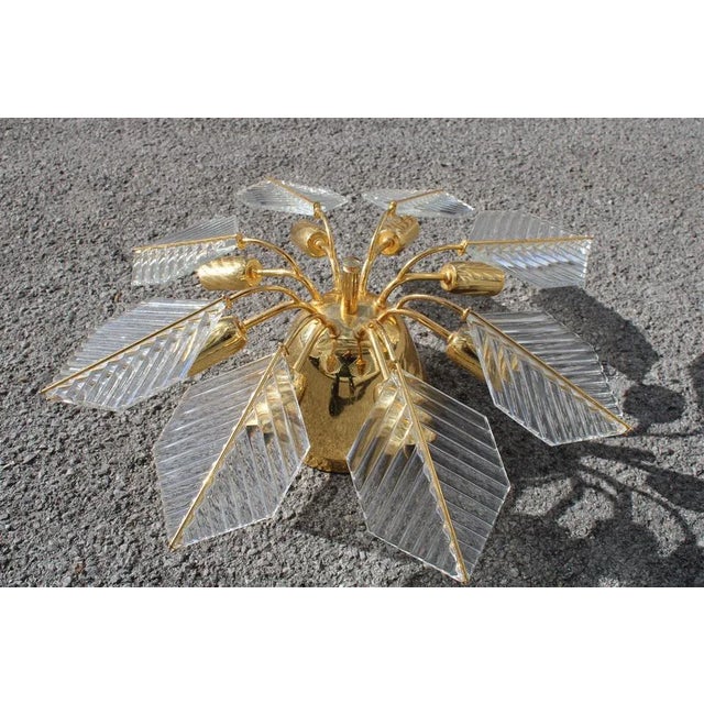 1950s Golden Metal and Crystal Round Chandelier from Stilkronen, 1970s For Sale - Image 5 of 10