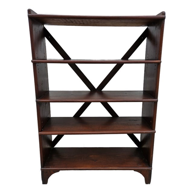 Antique Rustic Wooden Book Shelf For Sale