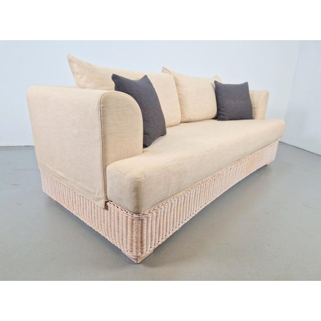 Beige Modern Outdoor Wicker Linen Sofa by DFN SRL for Dolcefarniente Leda, Italy For Sale - Image 8 of 16