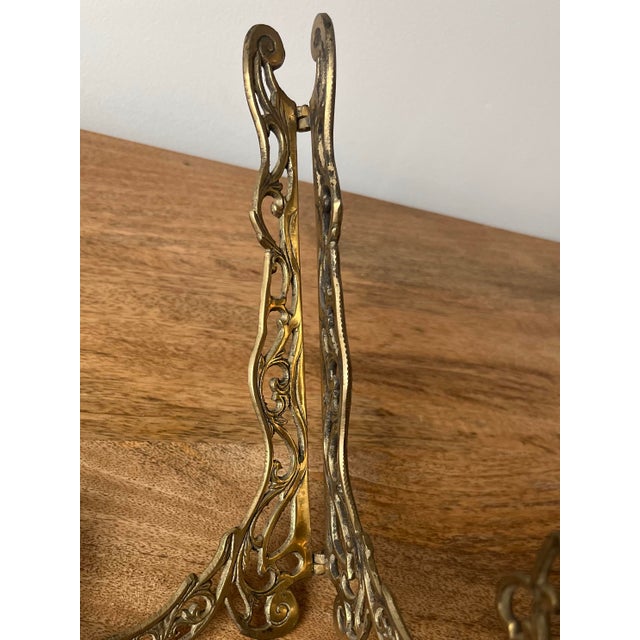Brass Mid-20th Century Hollywood Regency Brass Easel Plate/Art Display For Sale - Image 8 of 10