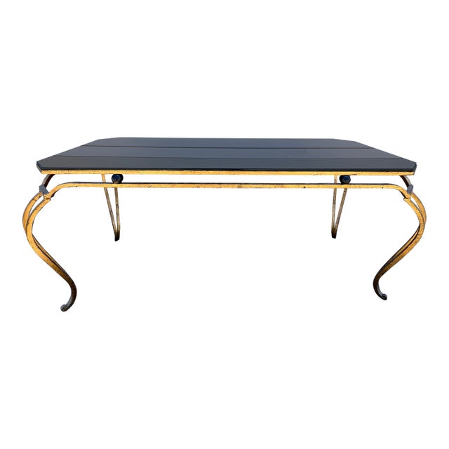 1950s French Gilt Iron and Mirrored Cocktail Table For Sale