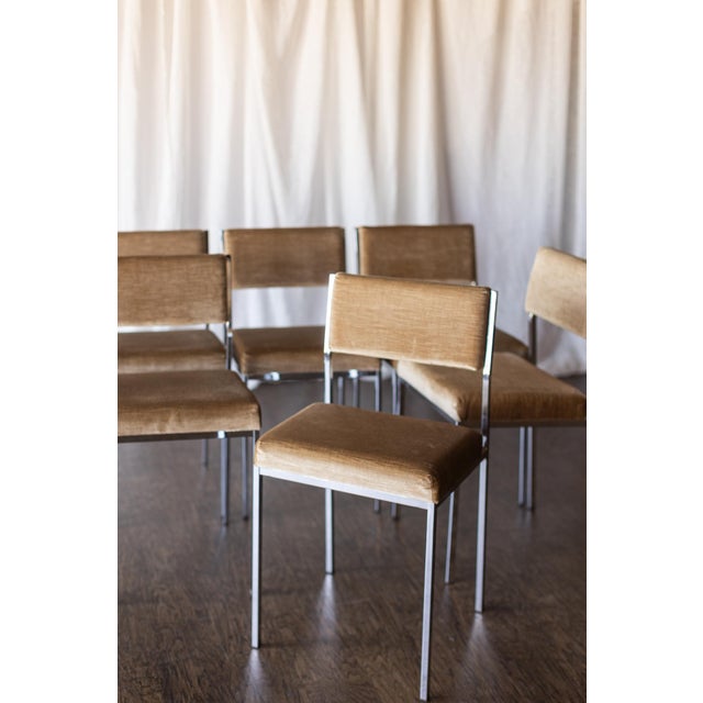 1950s Set of Six Mid Century Square Tube Chrome Dining Chairs For Sale - Image 9 of 14