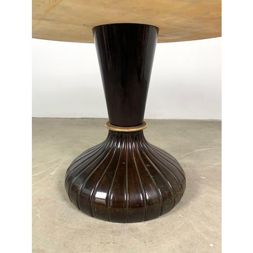 Italian Round Table with Onyx Top and Wooden Base, 1950s For Sale - Image 5 of 7