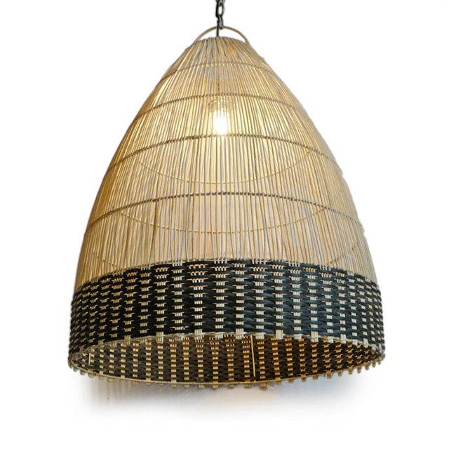 Contemporary Wicker Tux Weave Organic Modern Pendant Light Large For Sale - Image 3 of 8