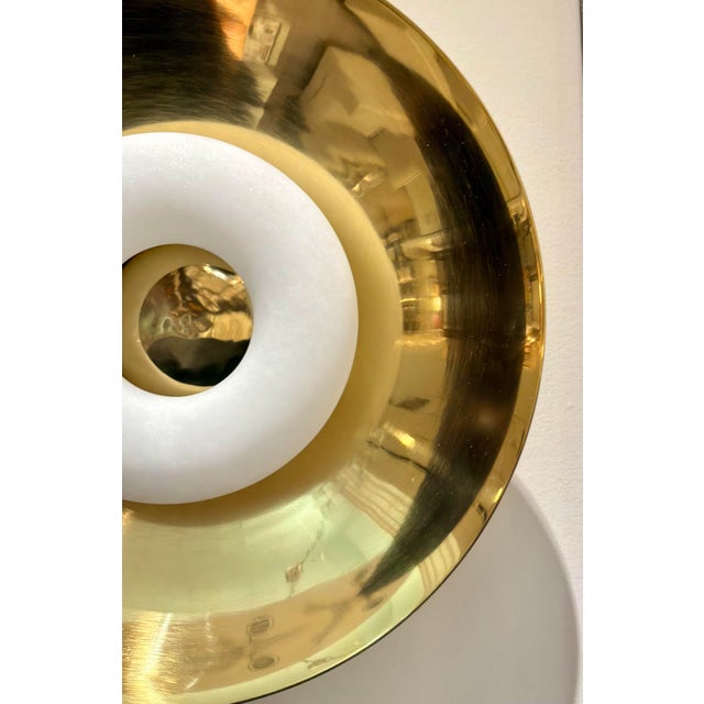 Modern Revelation Modern Brass and Alabaster Vice Versa Led Wall Sconces Pair For Sale - Image 3 of 6