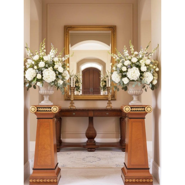 Rare Vintage French Mahogany Ormolou Inlaid Ornamental Louis Xvi Pedestal Columns- a Pair For Sale - Image 13 of 13