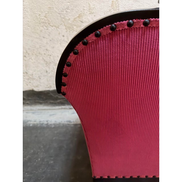 Hot Pink Antique Swedish Neoclassical Revival Lounge Armchair C. 1910 - Fully Restored For Sale - Image 8 of 9