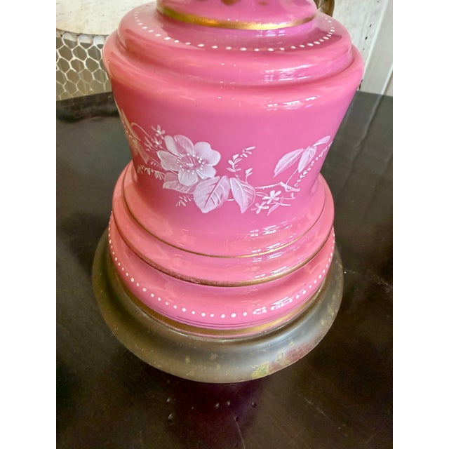 Antique Mary Gregory Pink Opaline Lamp For Sale - Image 15 of 16