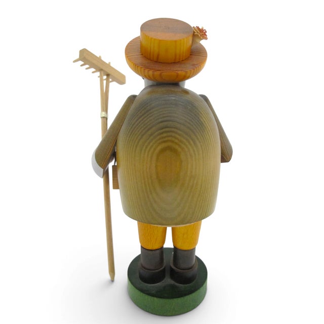 Kwo Erzgebirge Germany Gardener With Rake Wooden Incense Cone Smoker Burner For Sale - Image 4 of 9