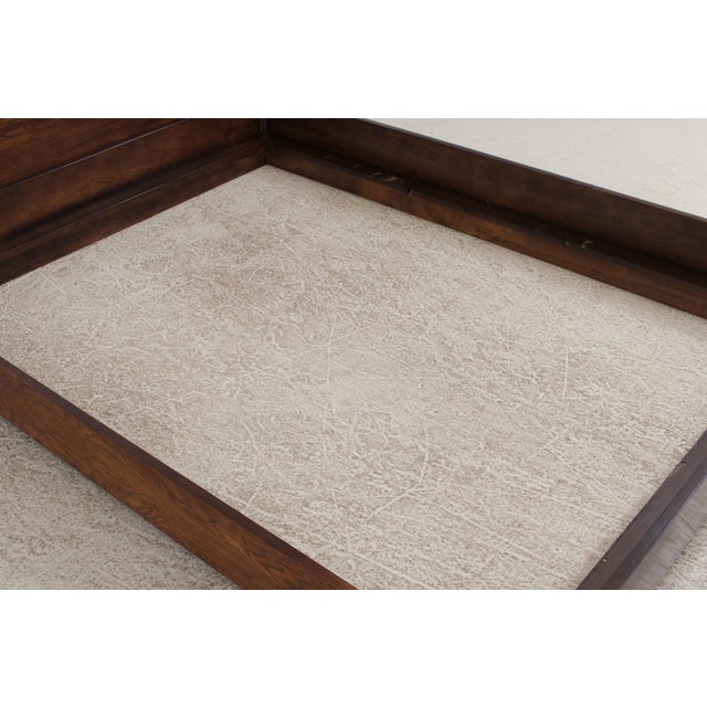 Henredon Scene 1 Campaign Style Oak Queen Size Bed For Sale - Image 9 of 18
