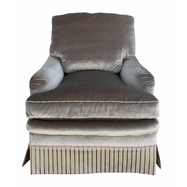 Brunschwig & Fils Fully Upholstered Mohair & Silk Club Chair For Sale - Image 9 of 11