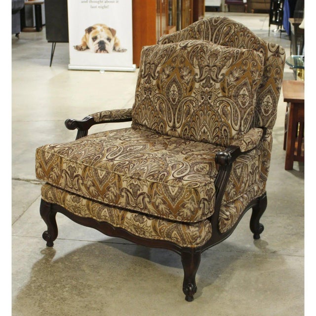 Traditional Fairfield Tapestry Bergere Chair - Brown For Sale - Image 3 of 5