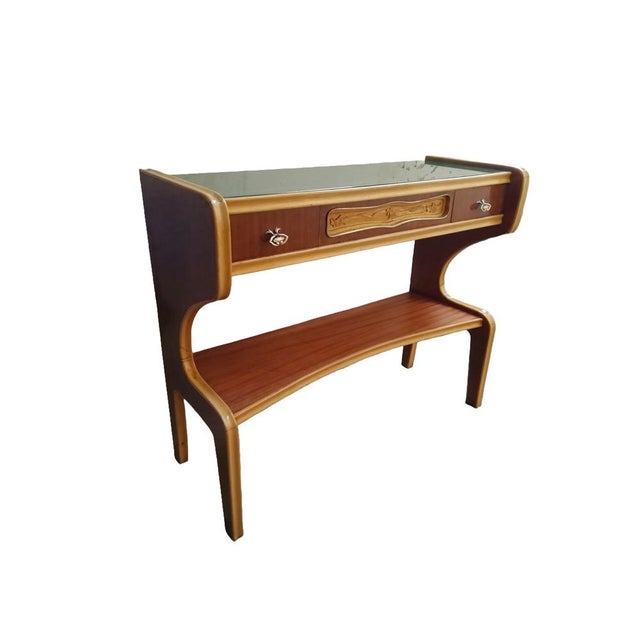 Small Vintage Wooden and Glass Sideboard in the Gio Ponti Style, Italy, 1950s For Sale - Image 14 of 14