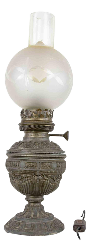Vintage Italian Metal and Glass Table Lamp, Early 20th Century