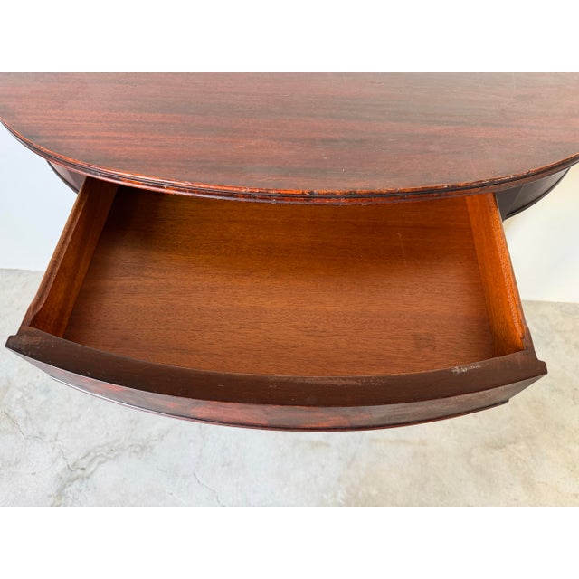 Neoclassical Antique George III Mahogany Demi-Lune Console Table With Drawer For Sale - Image 3 of 13