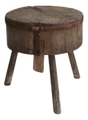 Large Rustic French Chopping Block Table, France, 1920s