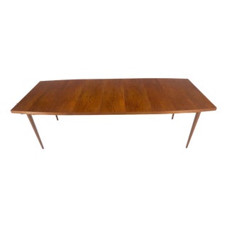 Danish Mid Century Modern Teak Boat Shape Dining Table w/ 3 12" Leaves MINT For Sale