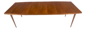 Danish Mid Century Modern Teak Boat Shape Dining Table w/ 3 12" Leaves MINT
