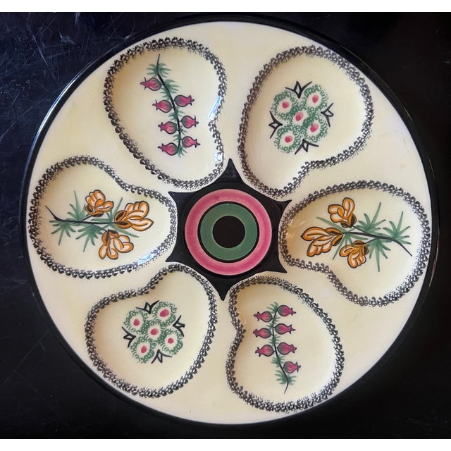 Ceramic Mid Century Quimper French Oyster Plate For Sale - Image 7 of 8
