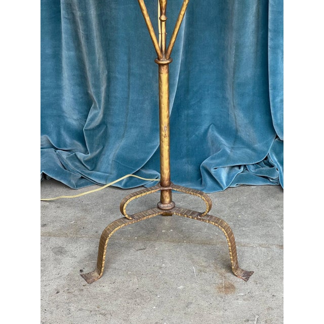 Spanish Gilt Iron Floor Lamp With Ornate Base For Sale In New York - Image 6 of 12