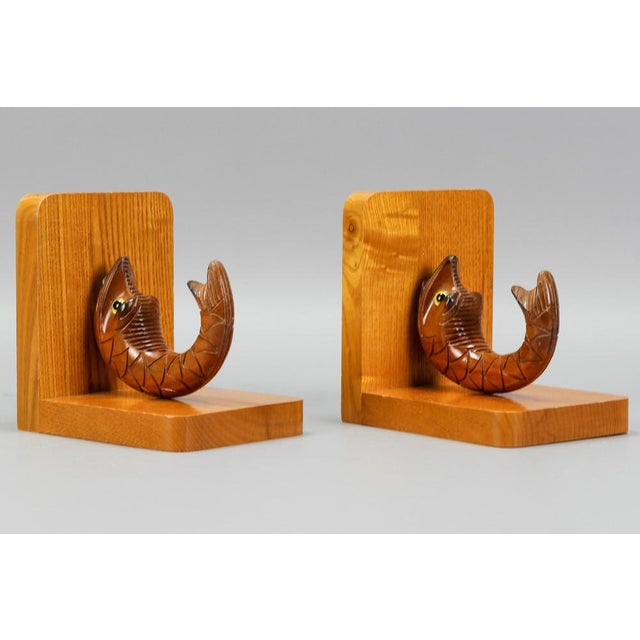 Hand Carved Sturgeons Wooden Bookends, Germany, 1970s, Set of 2 For Sale - Image 13 of 18