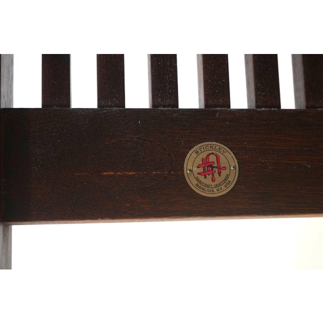 Stickley Mission Oak and Leather Morris Chair With Ottoman For Sale - Image 15 of 18