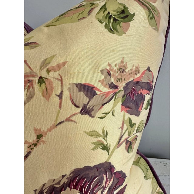 2020s Set of 2 Silk Floral Pillows in Bernard Thorp Fabric For Sale - Image 5 of 6
