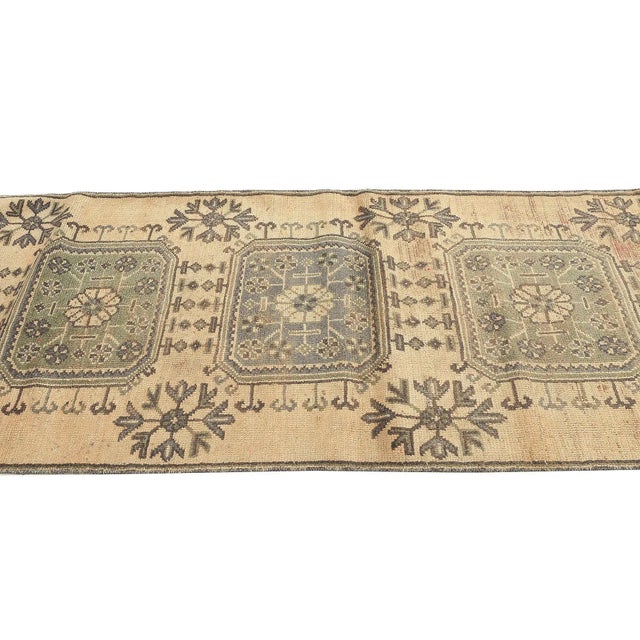 Mid 20th Century Decorative Vintage Turkish Oushak Runner For Sale - Image 4 of 7