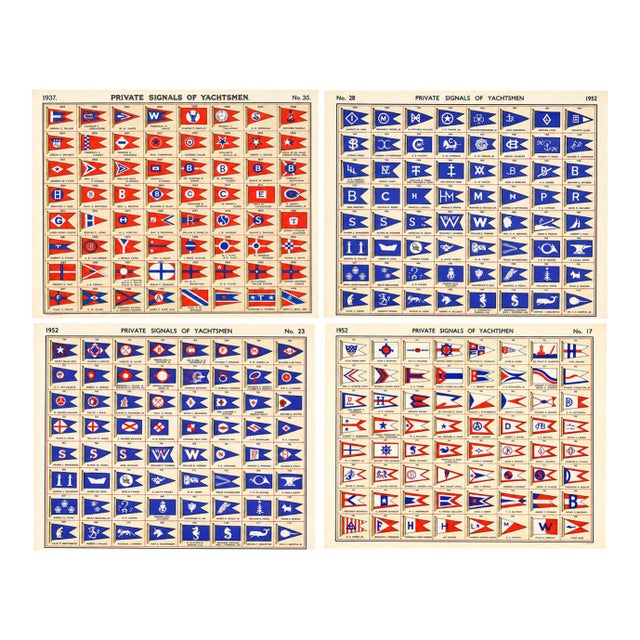 Original Lloyd's Register of Yachts "Private Signals of Yachtsmen" Reference Pages – Set of 4 – Year 1952 Group E For Sale