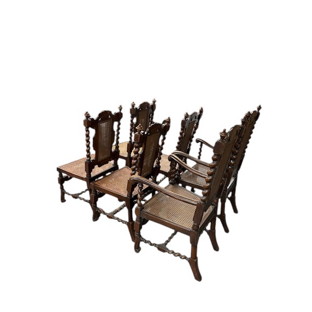 Late 19th Century Set of 6 Carved Walnut Dining Chairs For Sale - Image 4 of 18