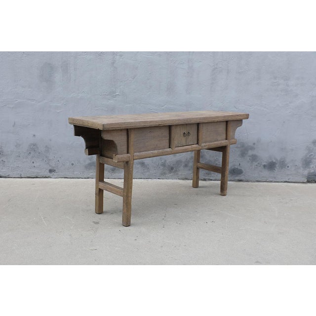 1900 - 1909 Antique Chinese Elm Dongbei Province Console Table For Sale - Image 5 of 5
