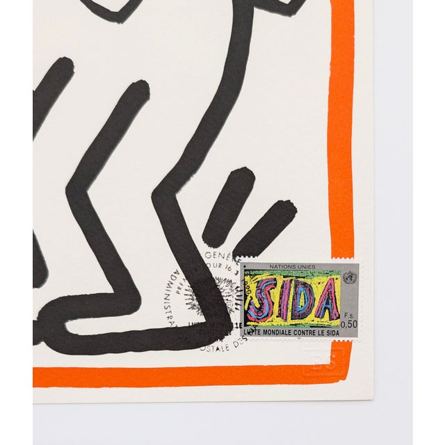 Pop Art Keith Haring, Fight Aids Worldwide Lithograph, Pop Art, Estate Signed, Edition 583/1000, 1990 For Sale - Image 3 of 5
