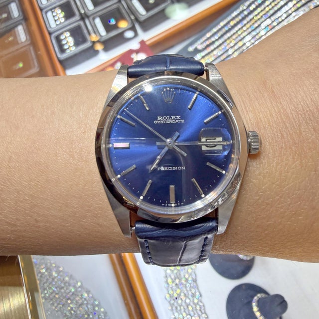 Vintage 1964 Rolex Oysterdate Precision reference 6694 manual-wind stainless steel watch featuring a stunning sunburst...