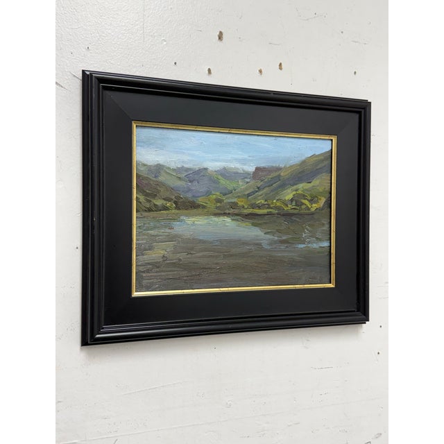 Transitional Oil on Canvas Landscape, Vintage For Sale - Image 3 of 12