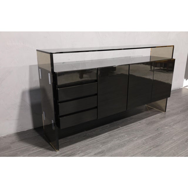 Black Mid 20th Century Milo Baughman for Thayer Coggin Black Lacquer Sideboard For Sale - Image 8 of 8