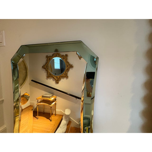 Mid-Century Modern 1950s Italian Modern Fontana Arte Inspired Beveled Mirror For Sale - Image 3 of 12