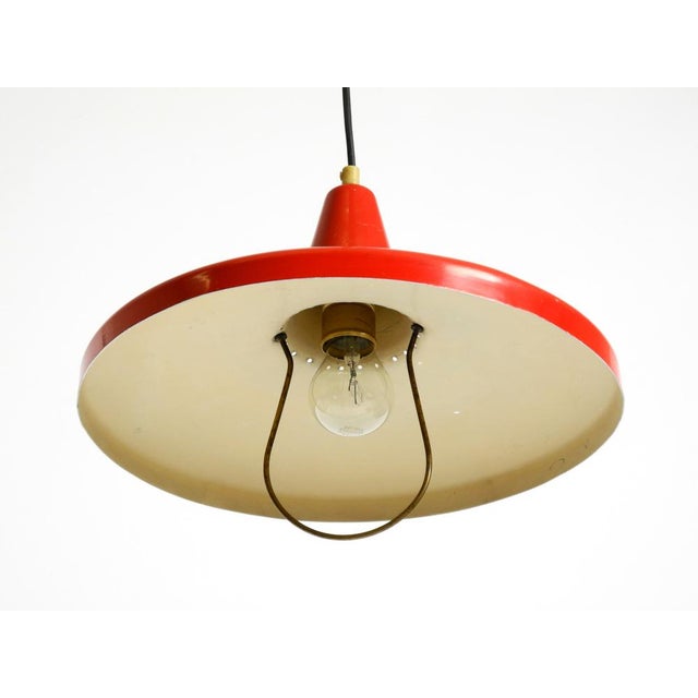 Metal Mid-Century Modern Italian Red Aluminum Pendant Lamp, 1950 For Sale - Image 7 of 18