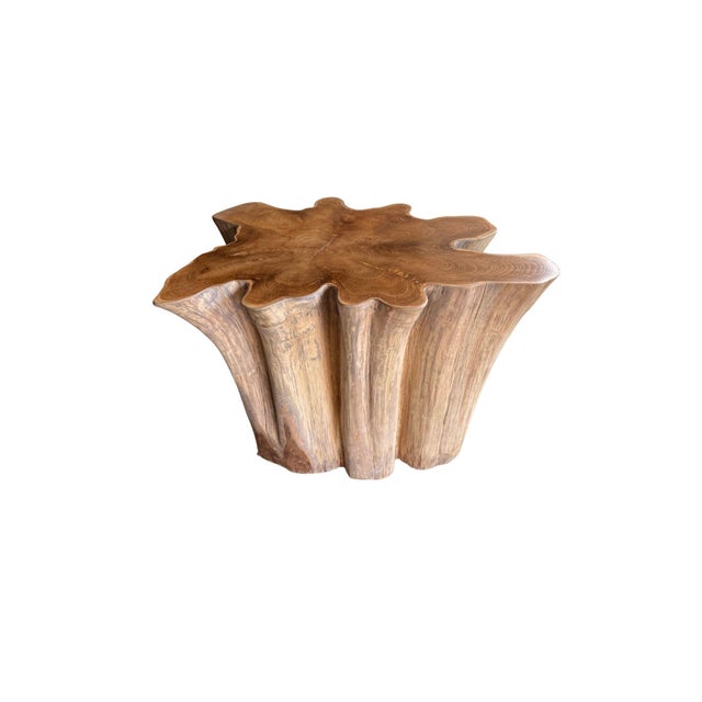 Sculptural Solid Teak Wood Table With Natural Grain & Bleached Finish For Sale - Image 14 of 14