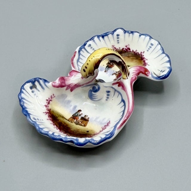Antique French Porcelain Double Salt Cellar Dish by Charles Field Haviland for Gérard, Dufraisseix & Morel, 1890s For Sale - Image 11 of 17