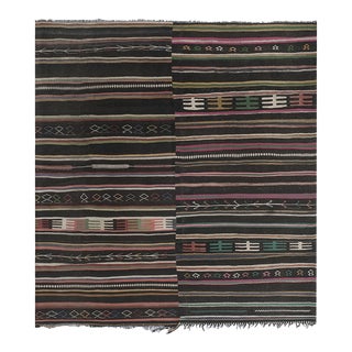 Vintage Oversized Striped Turkish Kilim Rug 9'10'' X 10'4'' For Sale