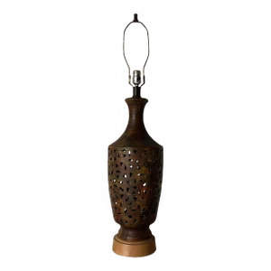 70's Mid-Century Cut - Out Pottery Table Lamp